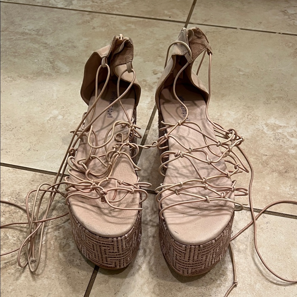 Jeffrey Campbell Nude Lace-Up Espadrilles